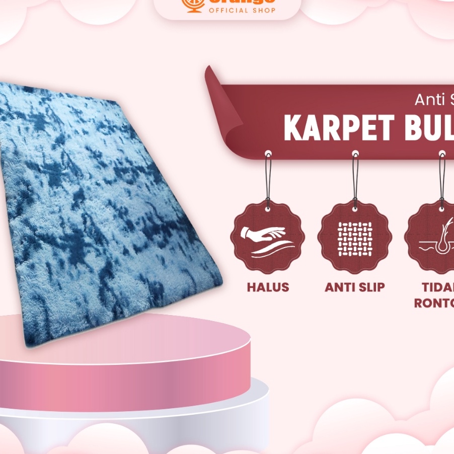 Orange Karpet bulu rasfur tebal ukuran 12cmx18cm Karpet bulu tebal aesthetic Karpet bulu ombre