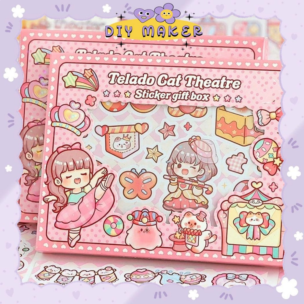 

DM Stiker 1 Box DIY Lucu Dekor Buku Jurnal Dodogirl Cat Theatre 14 Lembar Sudah Cutting Gift TLD152