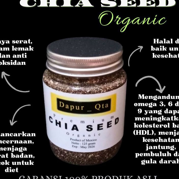

SERENTAK Chia Seed Organic Non GMO Untuk Diet Jantung Sehat Tulang Kuat Biji Chia Premium Alami 1 Asli