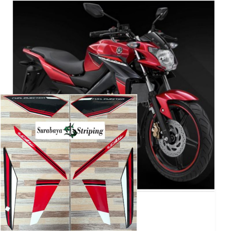 Striping sticker Yamaha Vixion tangki merah tahun 2015