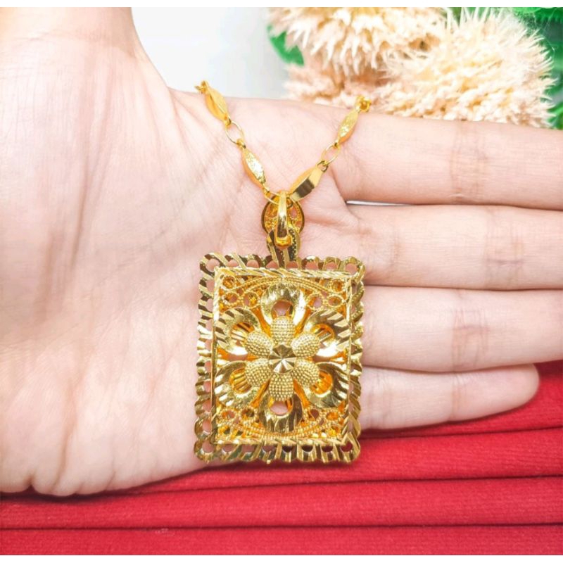 Kalung Kendari Liontin Bunga Dubai Lapis Emas 24k