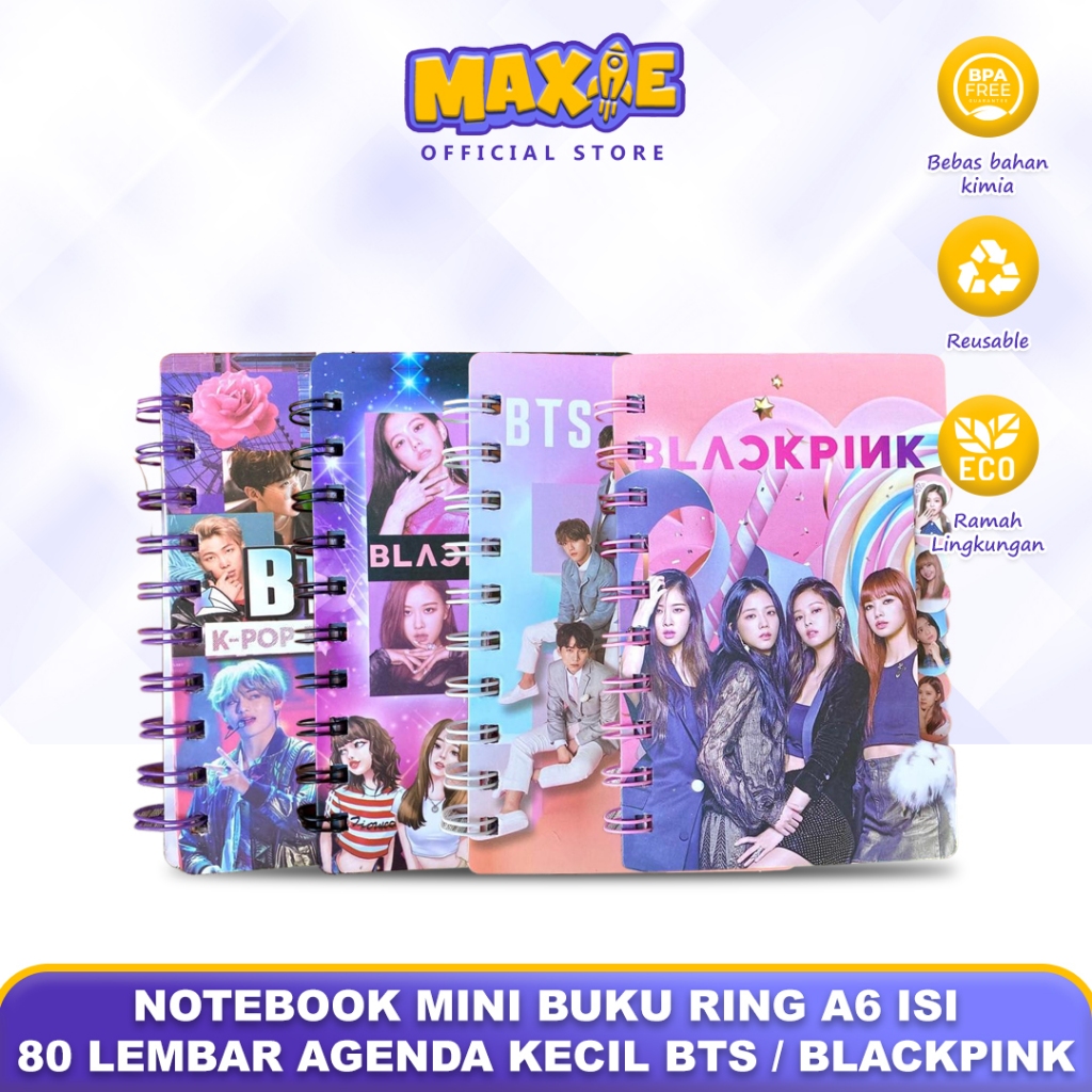 

Notebook Mini Buku Ring A6 isi 80 Lembar Agenda Kecil BTS / BLACKPINK