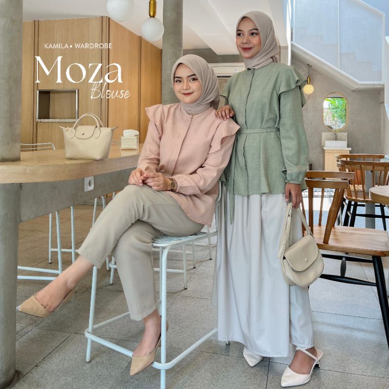 Kamila - MOZA BLOUSE Kemeja Wanita Ruffle Bahan Linen