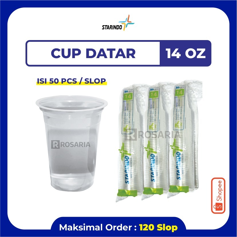 CUP POLOS DATAR 14 OZ STARINDO 5 gr Plastik Bening Gelas Minuman