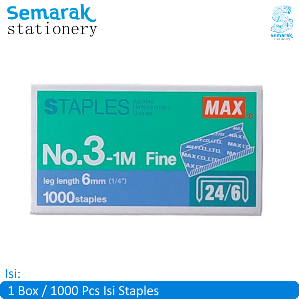 

Max 3-1 M Staples Isi Stapler No. 3 [1 Box / 1000 Pcs]