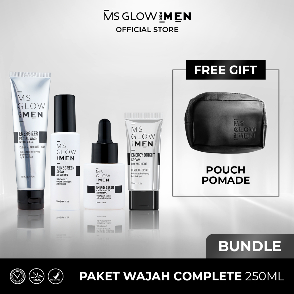 RM MS GLOW FOR MEN PAKET LENGKAP - 4IN 1 SKINCARE PRIA