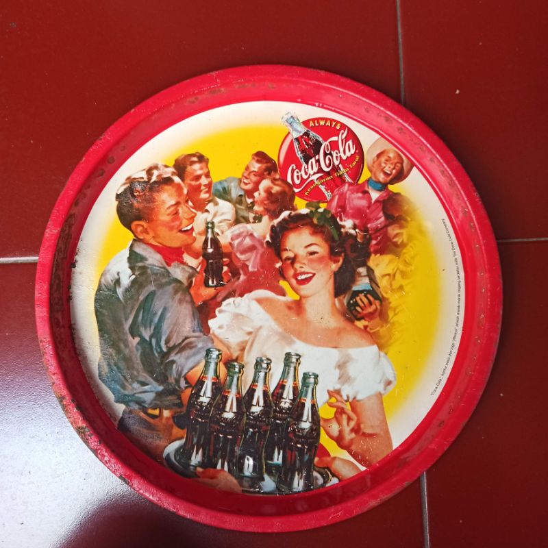 Nampan seng iklan Coca-Cola vintage jadul antik