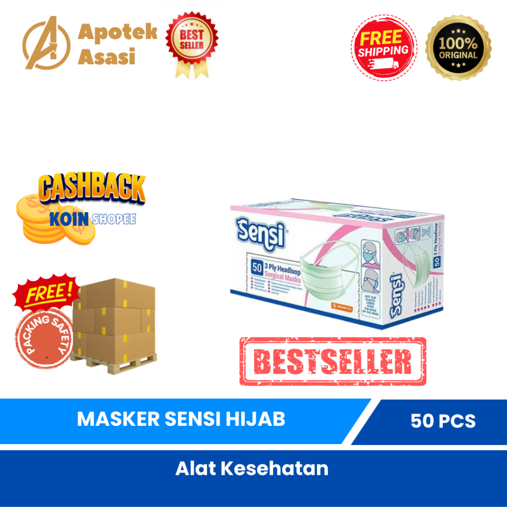Masker sensi hijab 1box isi 50pcs