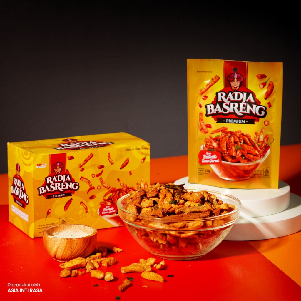 

Radja Basreng Premium Rasa Balado Daun Jeruk | 1 Kotak isi 10 Pcs