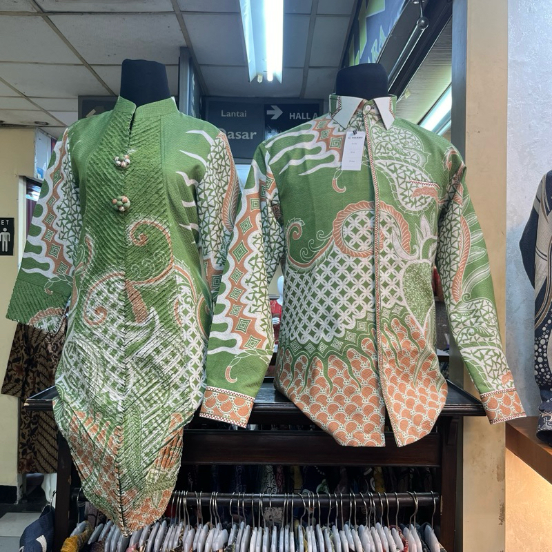 COUPLE BATIK DOLBY SIKAT BULU BULU DAN KEMEJA SMOCK WARNA IJO SAGE BORDIR SEMI JAS EXCLUSIVE THAMRIN