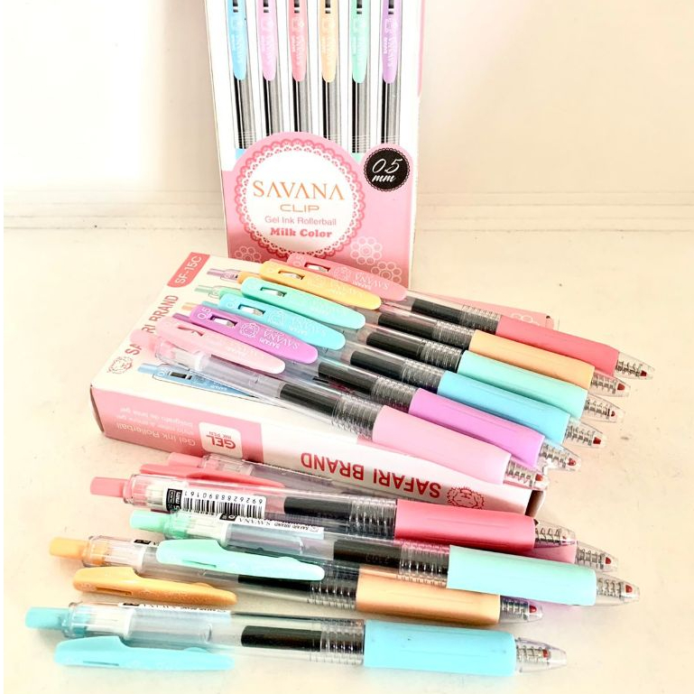 

(SF15/15C - LUSIN) Savana Clip Gel Gell Ink Pen 0.5mm Milky Series