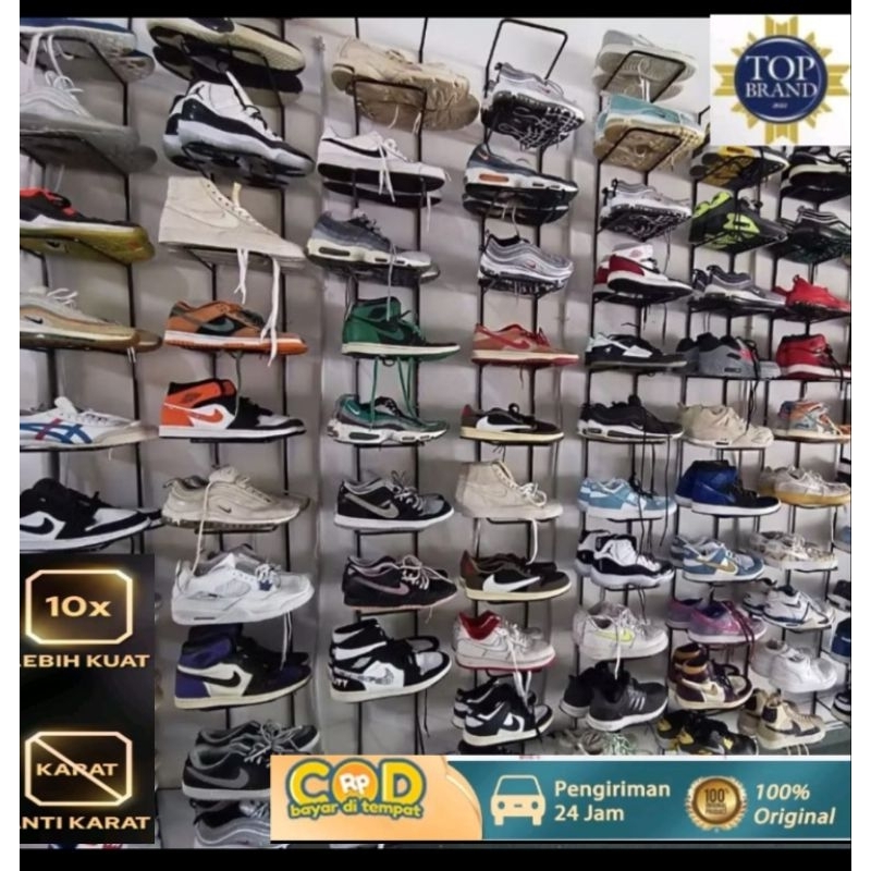 Rak Sepatu/Rak gantung sepatu sandal/Tempat Display Sepatu Tas/Rak Besi Dinding Tempel Sepatu TasTer