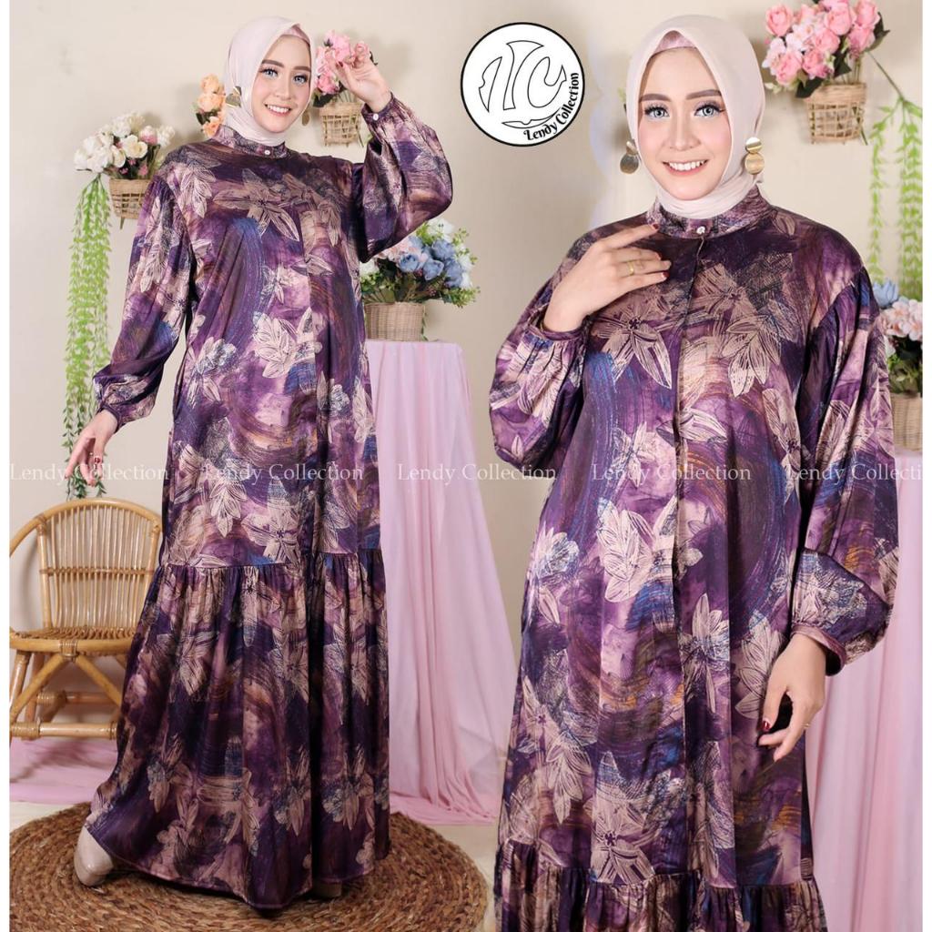 Disc Gamis Armany Silk Dress Muslimah Pesta Kondangan Kekinian Wanita Pesta Satin Silk