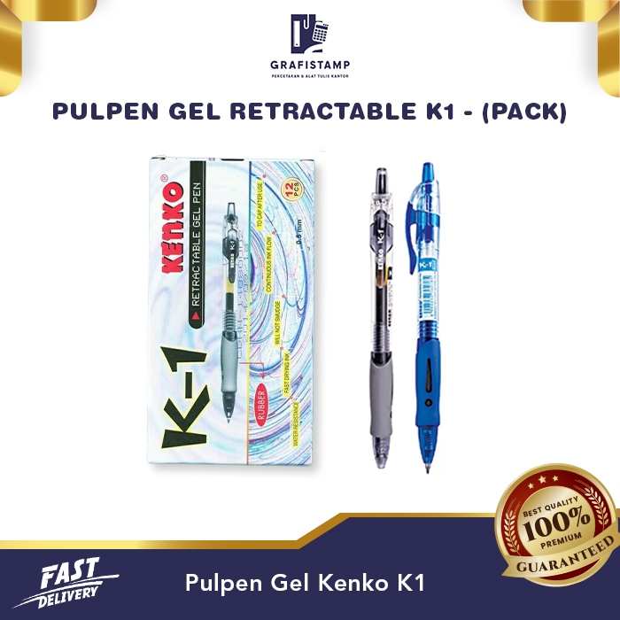 

Pulpen Gel Kenko K1 (Retractable Gel Pen Bullet Tip) 0,5mm - Pack