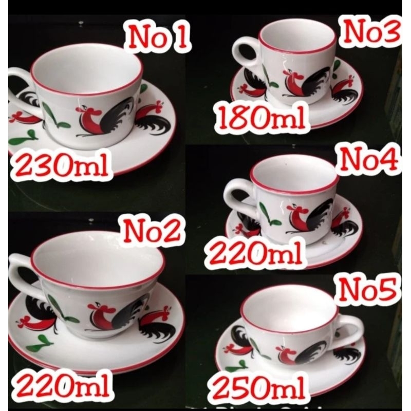 Cangkir set ayam jago tea set gelas kopi motif ayam