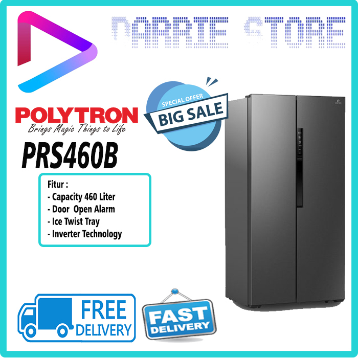 POLYTRON PRS460B KULKAS SIDE BY SIDE INVERTER 460L PRS460