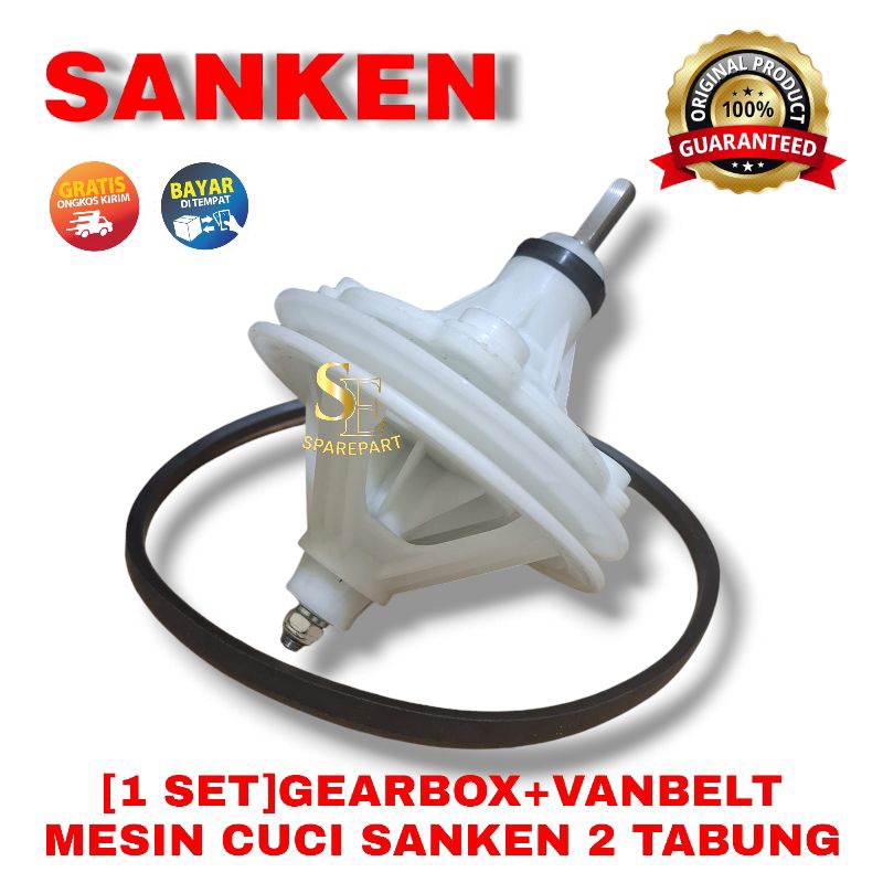 SET GEARBOX  + VANBELT MESIN CUCI SANKEN 2 TABUNG TW9220BU