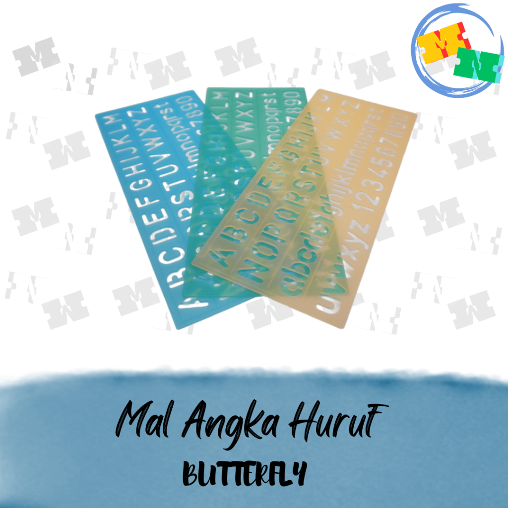 Penggaris Sablon / Penggaris Mal Huruf Angka Butterfly