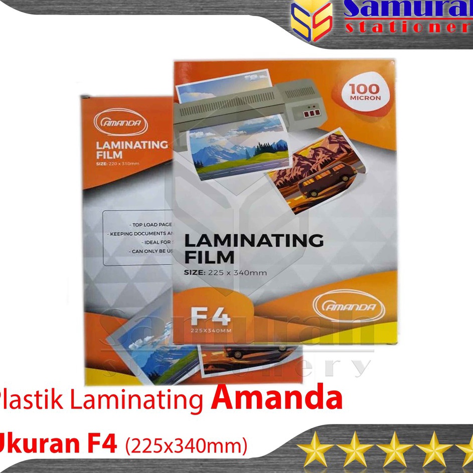 

Dijual Murah Plastik Laminating Film F4 Folio Amanda 1 Micron isi 1 Lembar 225 x 34mm Per Pak H83