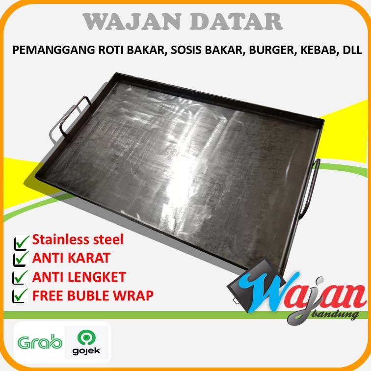 wajan Datar kotak kebab, roti bakar stainless steel 35x45 3 mm