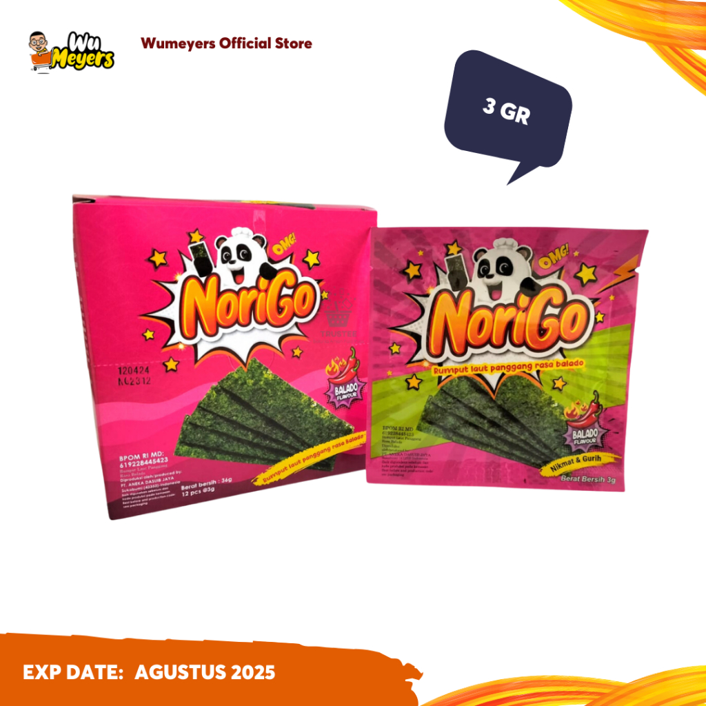 

Norigo Snack Rumput Laut / Norigo Nori Sachet Snack Rumput Laut Balado