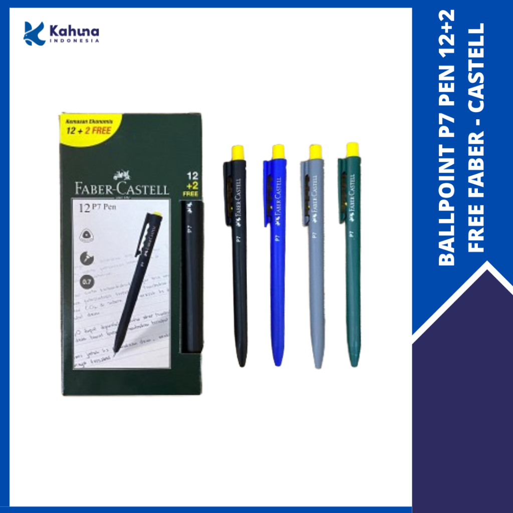

BALLPOINT / BOLPEN / PULPEN PEN P7 0.7MM 12+2 FREE FABER CASTELL (1 PACK)
