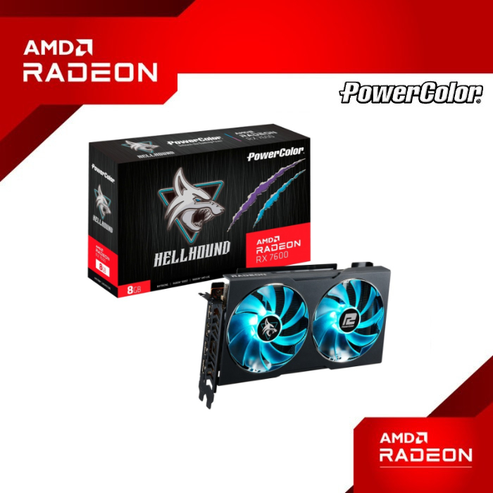 POWERCOLOR RX 7600 HELLHOUND 8GB GDDR6 RX7600 8G 128 BIT VGA AMD RADEON