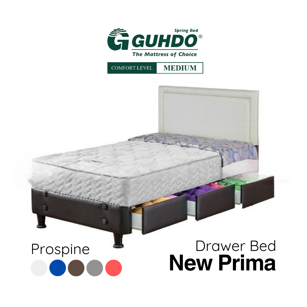 GUHDO Springbed Drawer Bed New Prima Sandaran Prospine Divan Laci