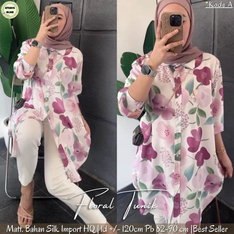 Baju Tunik Wanita Premium Floral Tunik By Athaya Hijab