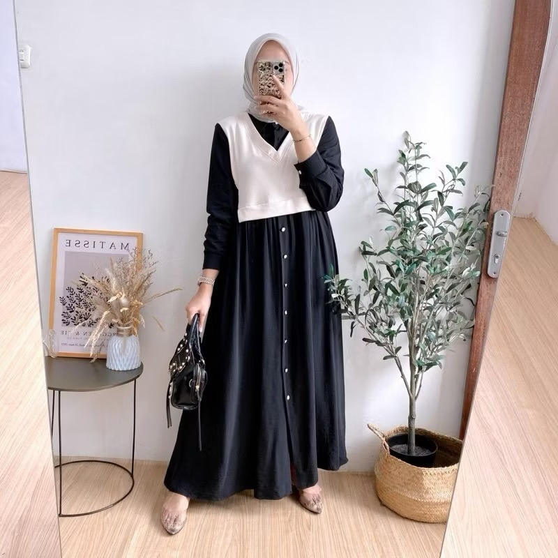 ANDIVA DRESS MAXY CRINGKEL AIRFLOW VEST ROMPI NYATU DENGAN GAMIS