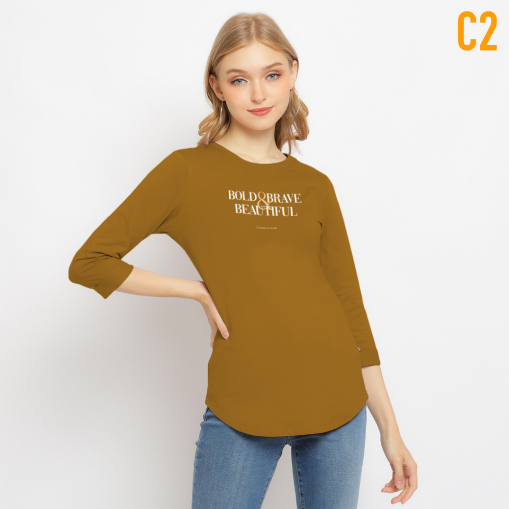 C2 Peijoy Brown T-Shirt Wanita