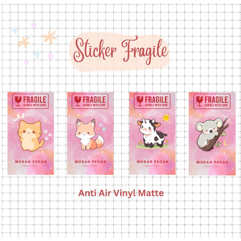 

Sticker fragile pecah belah mini • Vinyl matte anti air