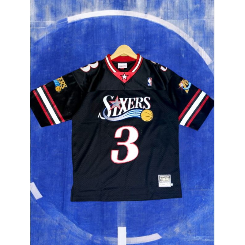 Philadelphia Sixers Iverson NFL Jersey version (hitam)