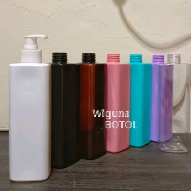 Botol Pump 500ml Kotak / Botol PET 500ml Model Kotak Tutup Pump Lotion