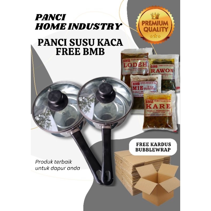 Panci Mie Susu Tutup Stainless dan Kaca Free Bumbu Masak Bunda BMB