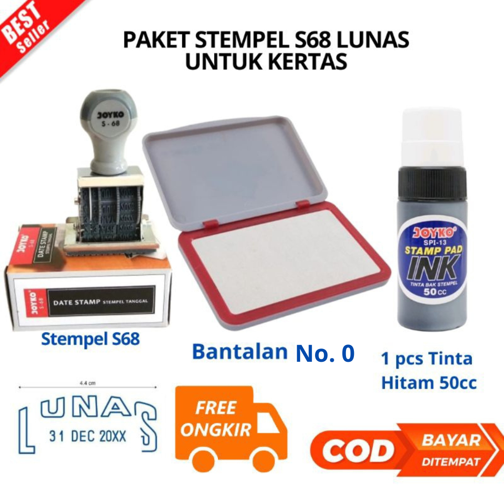 

[JIB] BAYAR DI TEMPAT PAKET Stempel Lunas & Tanggal Date Stamp dan bantalan S-68 JOYKO Artline Pyramid - S-68 /PCS & Tinta Refill Bak Stempel 50 cc JOYKO Stamp Pad Ink [PBF]