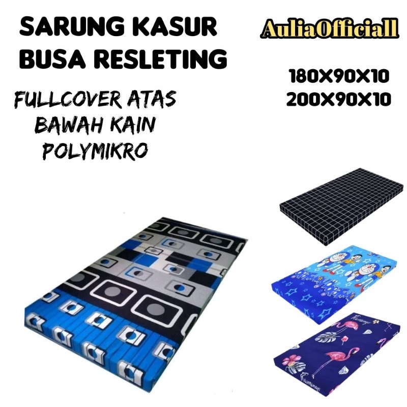 (Promo) Sarung Kasur Busa Resleting L Fullcover Atas Bawah Kain Polymikro No 4 Kasur Single