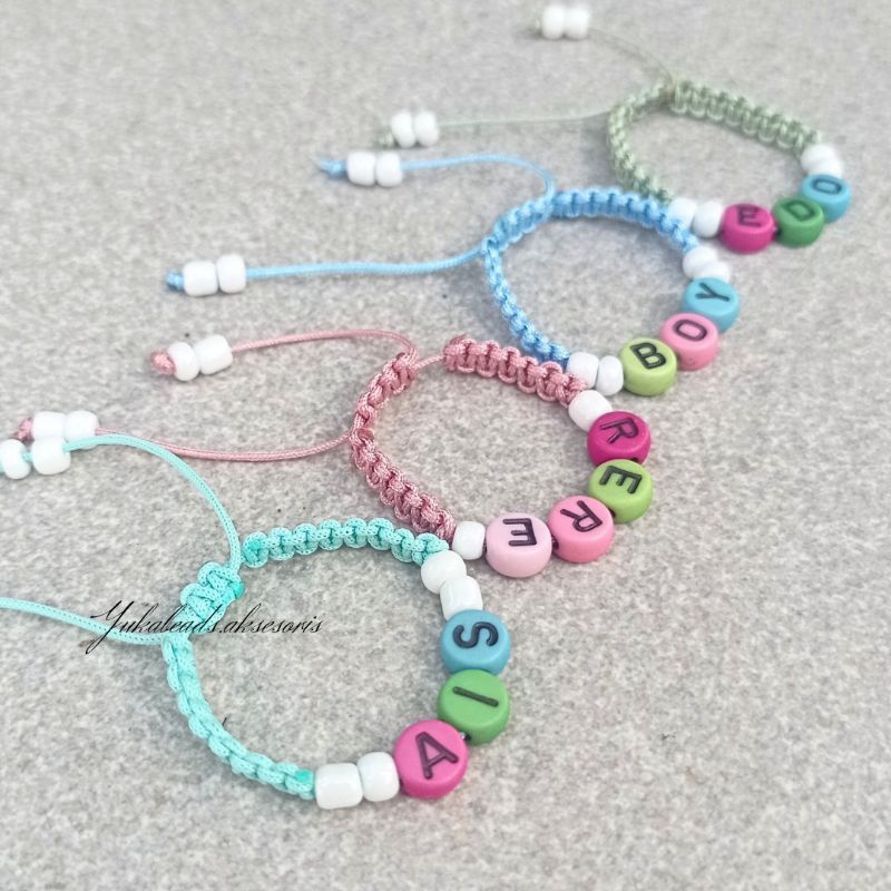 GELANG BAYI NAMA / GELANG ANAK NAMA / GELANG BAYI / GELANG ANAK / GELANG TALI NAMA ANAK / GELANG TAL