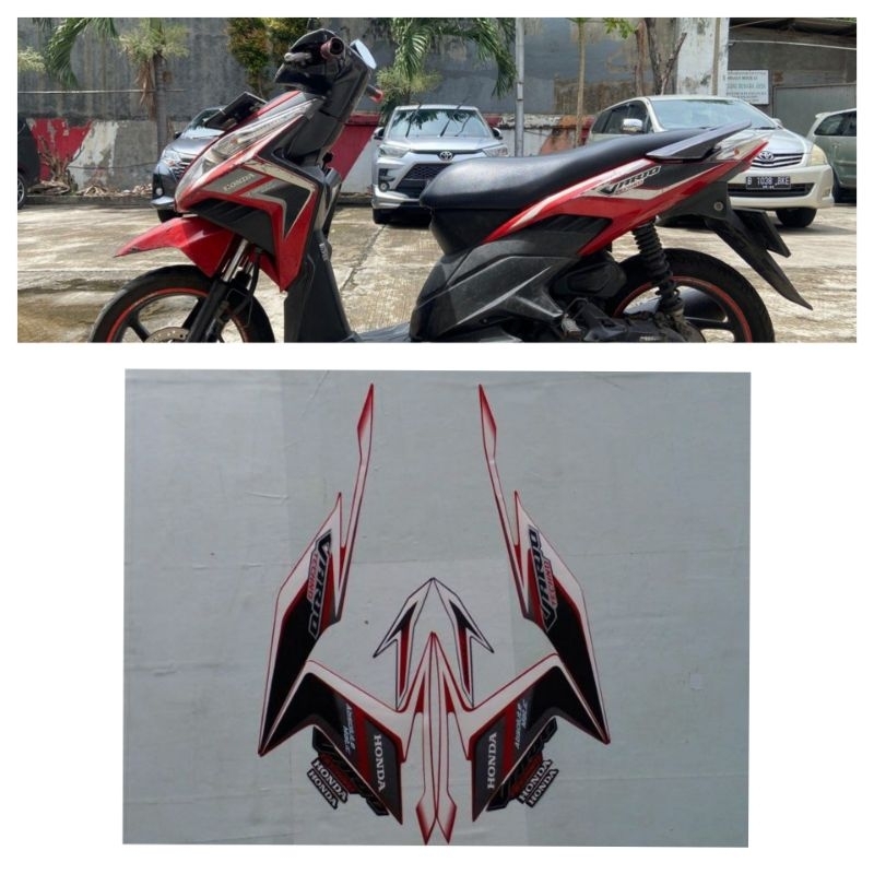 striping stiker lisbody honda vario techno 110 karbu tahun 2011 warna merah