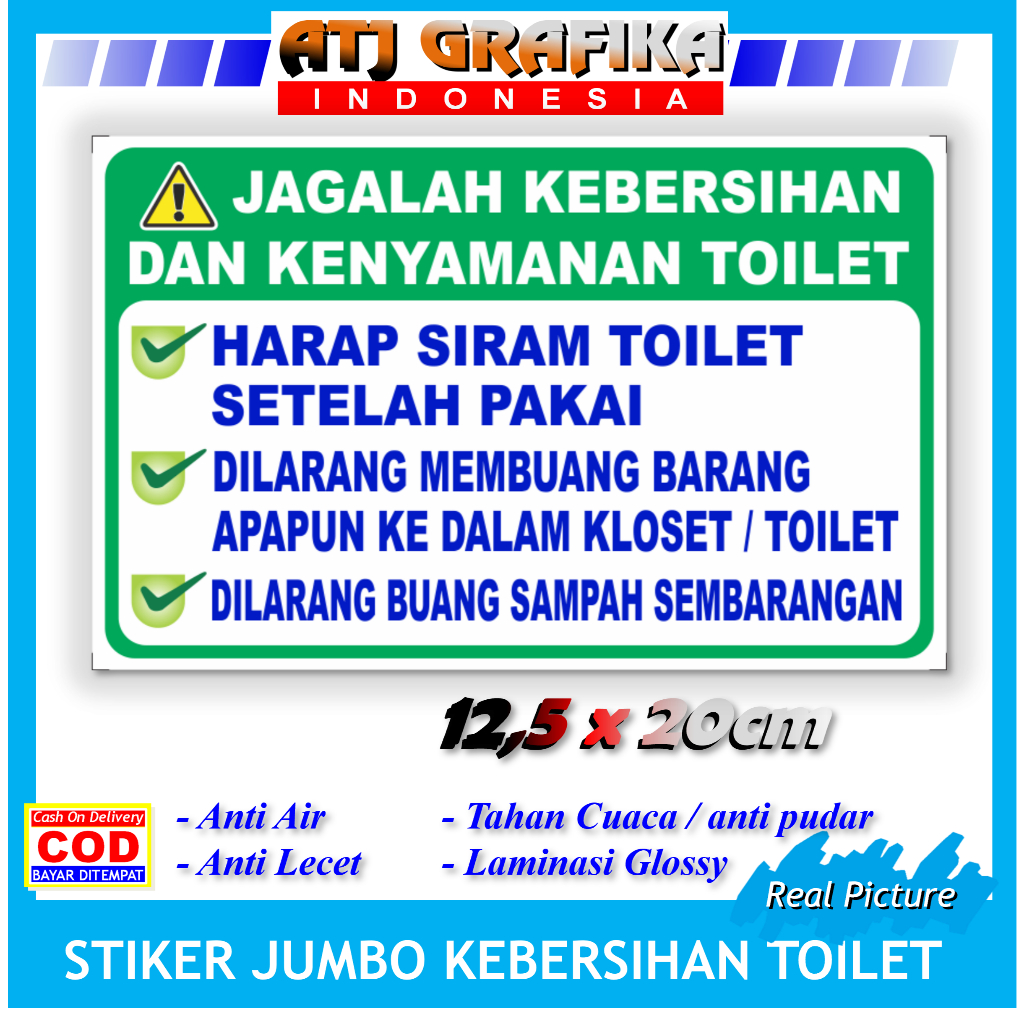 

Stiker Jumbo kebersihan toilet kamar mandi WC sticker anti kotor pesing mampet