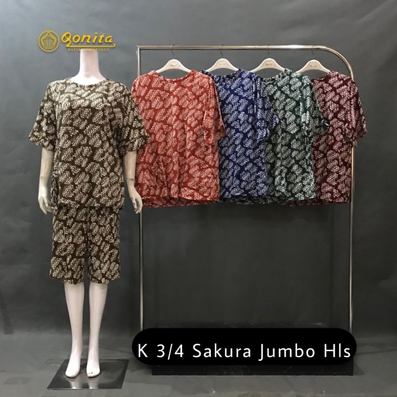 Qonita Batik||Setelan celana K ¾ Sakura Jumbo Hls (LD 120cm)