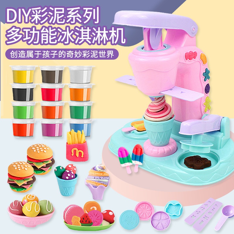 ANGEL Mainan Anak Play Doh Fun Doh Set Es Krim dan Cetakan