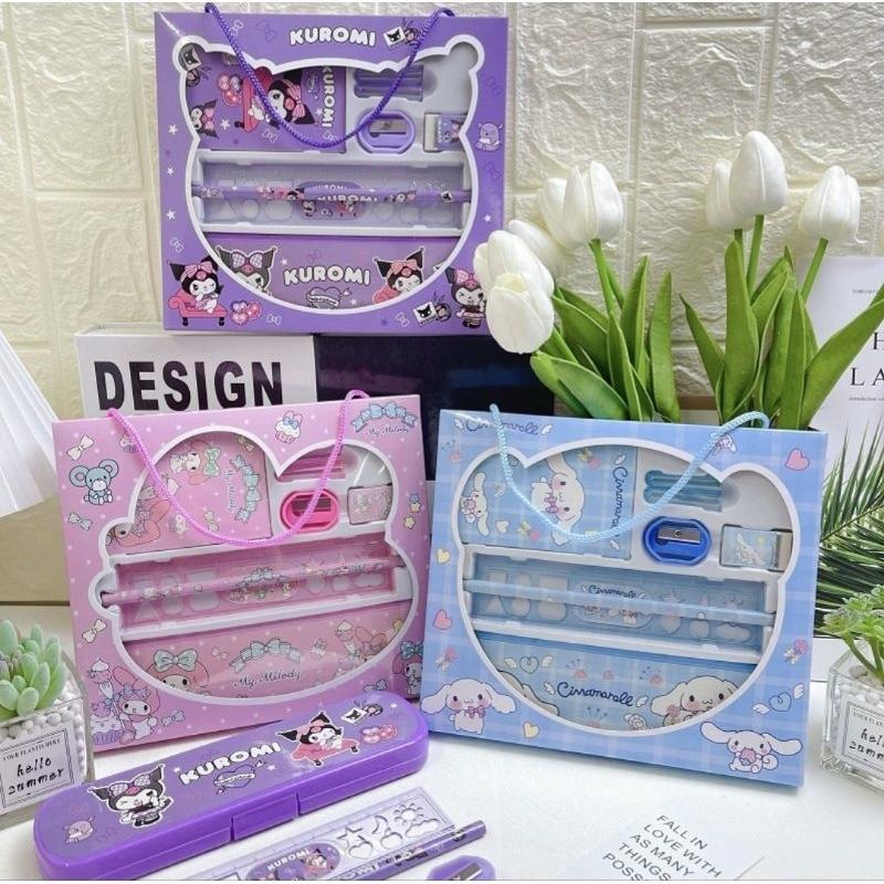 

Paket Kotak Pensil 7 in 1 Stationery Hadiah Anak Sekolah Motif Sanrio Set Alat Tulis Karakter Kartun Lucu