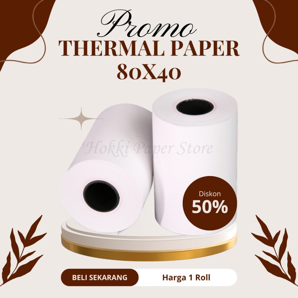 

KERTAS THERMAL STRUK KASIR / PPOB PAPER ROLL 80X40 TERMAL POS RECEIPT MINI PRINTER BLUETOOTH 80MM 80X40MM PANDA VSC EPPOS IWARE CORE