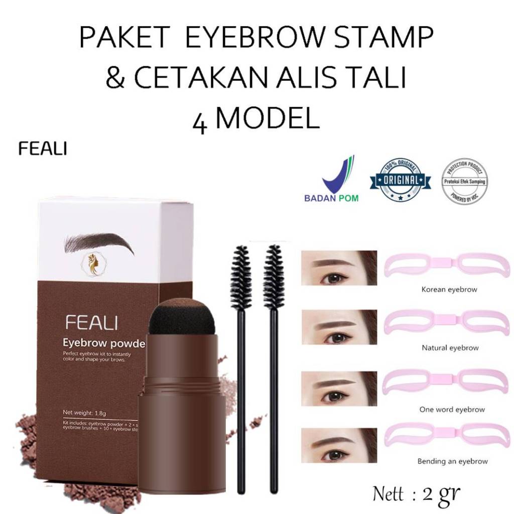 Paket Feali Eyebrow Stamp Powder dan Cetakan Alis Tali 4 in 1