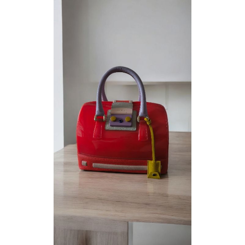 preloved tas branded candy bag Furla Jelly Satchel bag ori