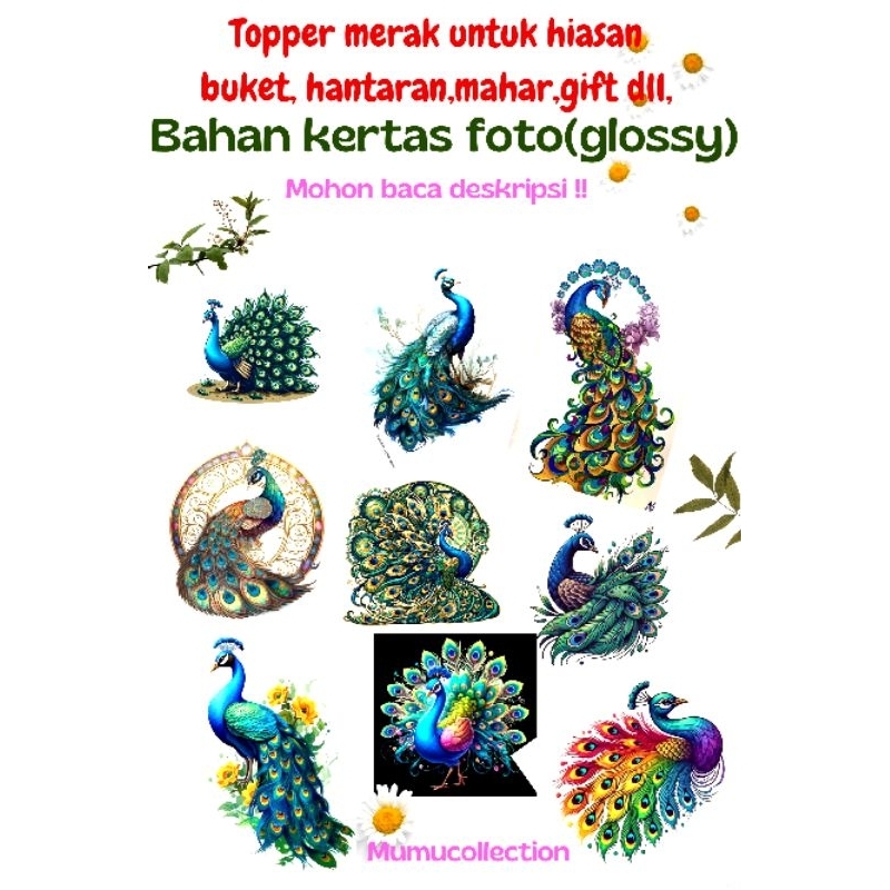 

Topper merak hiasan hantaran buket mahar gift dll.