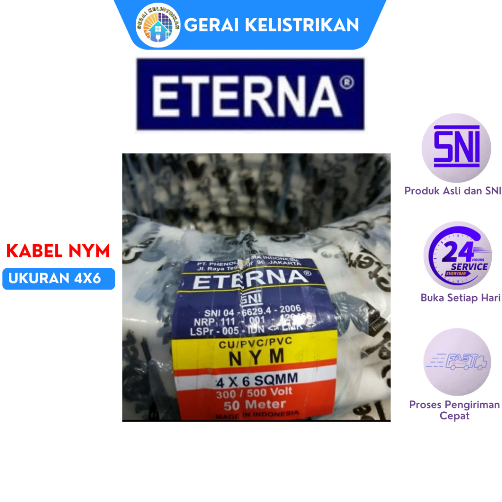 Kabel NYM 4x6 ETERNA Kabel LIstrik Kawat Tembaga