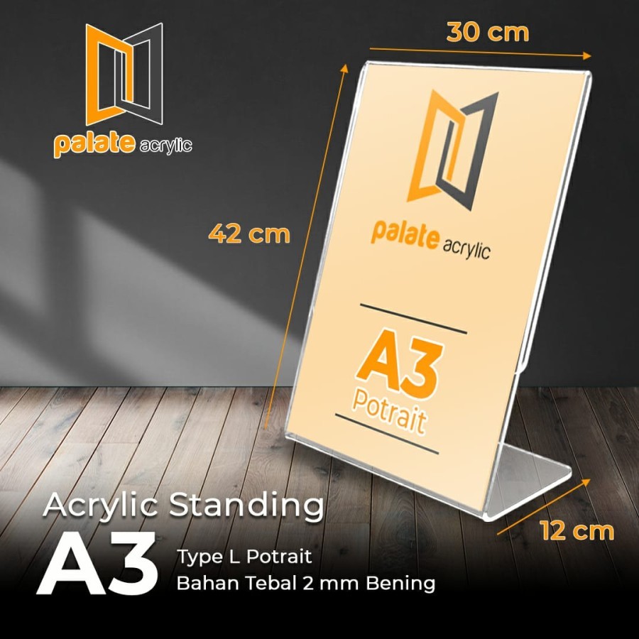 

Akrilik A3 / Acrylic Tent Holder /Akrilik Menu A3 L Portrait 3mm