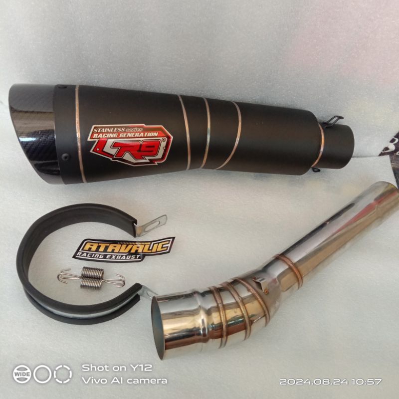knalpot racing R9 H2 black doff +slipon for ninja 250fi ninja 250 mono ninja 250 karbu ninja250new C